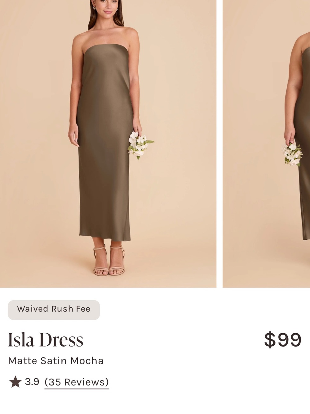 Isla Strapless Midi Dress — Matte Satin Mocha